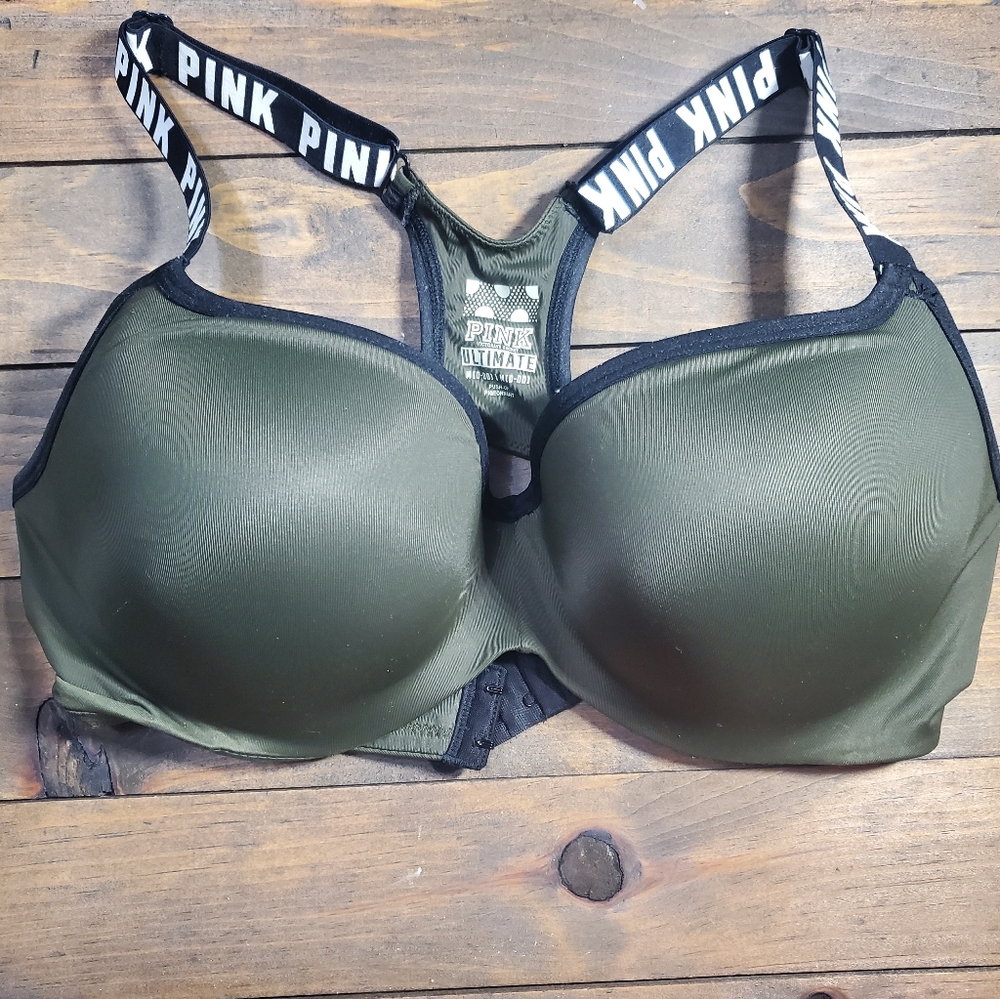 PINK Victoria's Secret Olive Green Racerback Bra